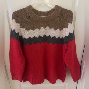 Boden Red, Brown, and Cream Women's Sweater (18)